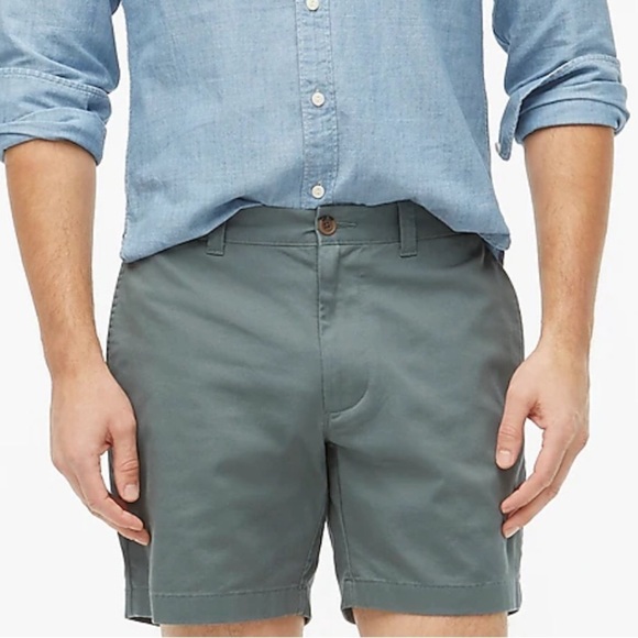 j crew 7" flex chino short Dark Eucalyptus - Picture 1 of 8
